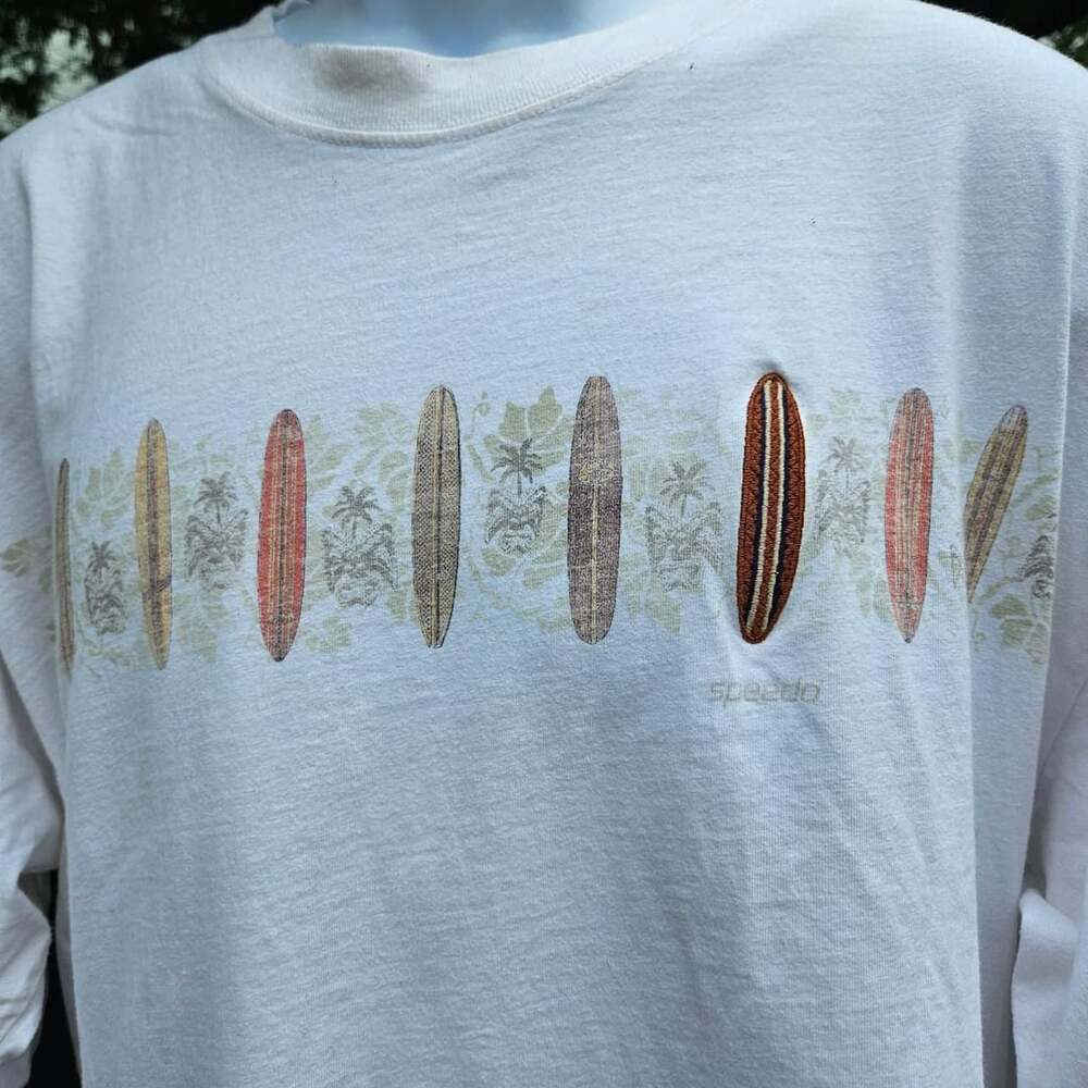 Speedo Surfboard Graphic T-Shirt White Tropical Print